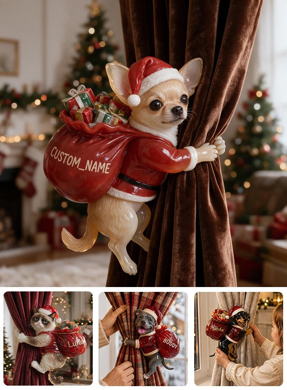 Personalized Custom Photo Christmas Fawn White Chihuahua Curtain Tieback Home Decor