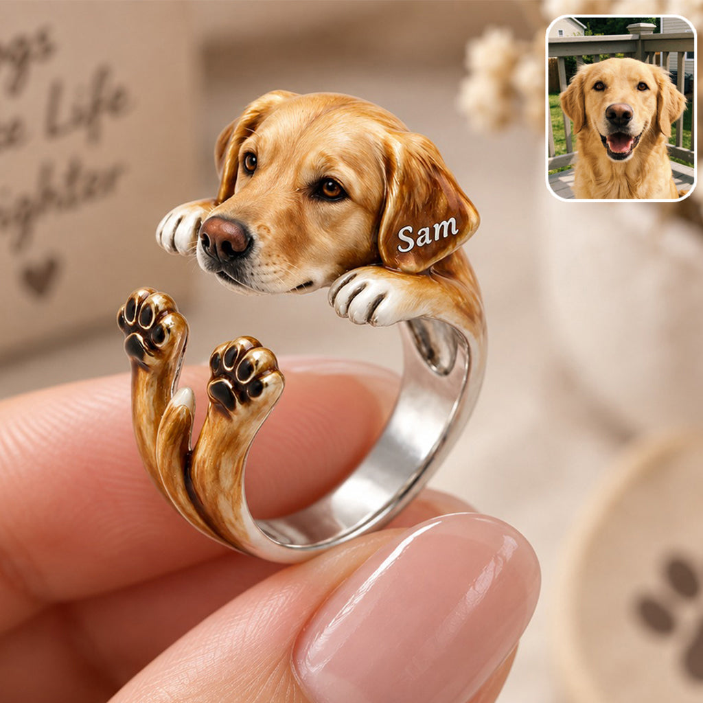 Personalized Adult Tricolor Beagle Adjustable Shaped Ring Dog Lover Gift