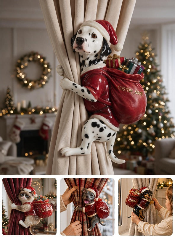 Personalized Custom Photo Christmas Spotted Dalmatian Curtain Tieback Home Decor
