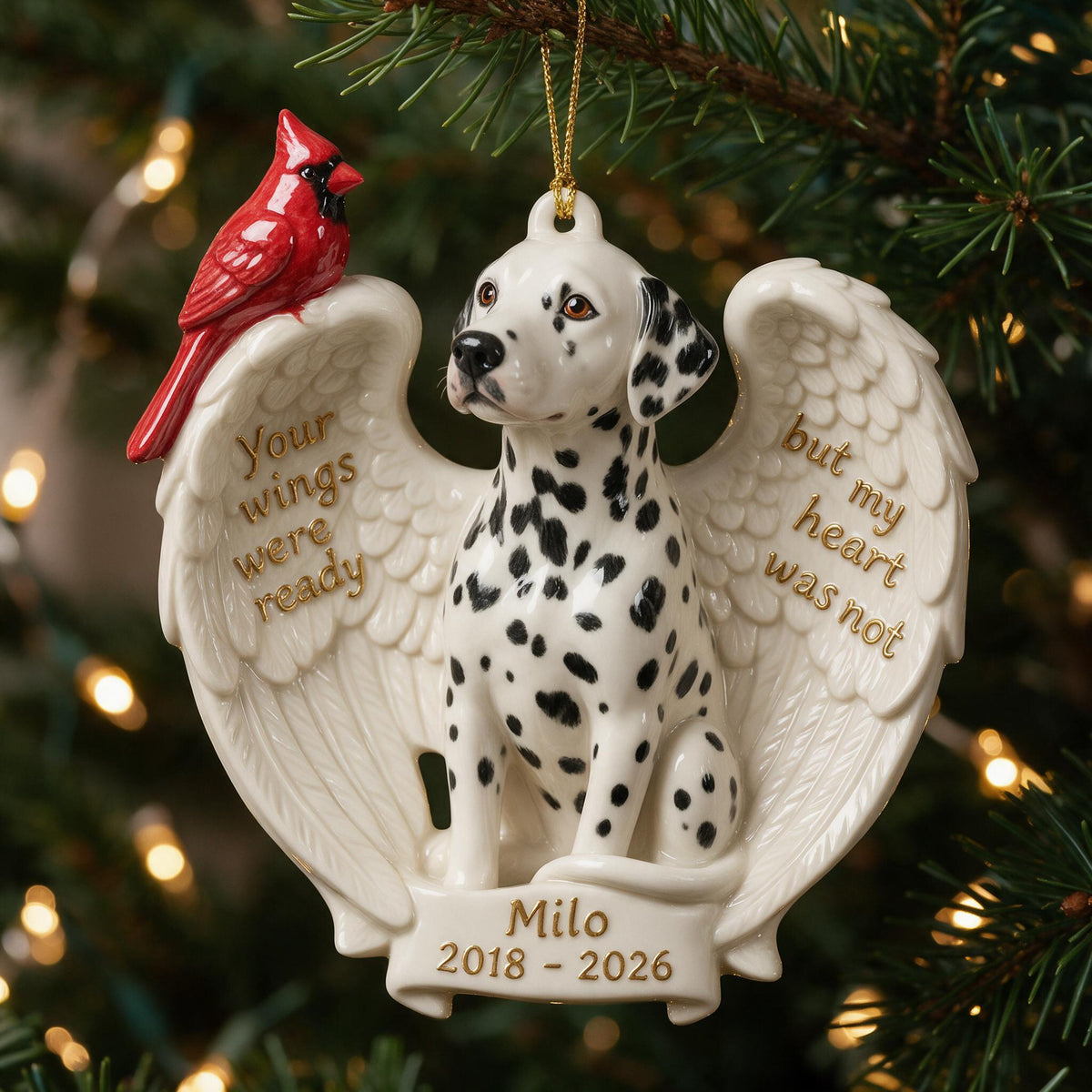 Personalized Custom Photo Christmas Dalmatian Memorial Ceramic Ornament 2018-2026 Pet Keepsake