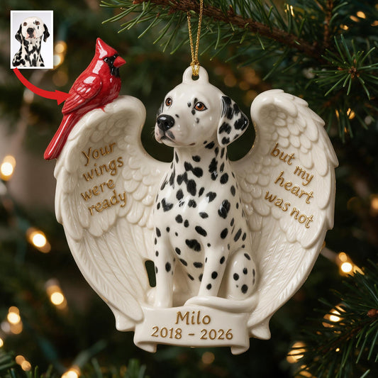 Ornement en céramique commémoratif personnalisé Dalmatien photo Noël 2018-2026