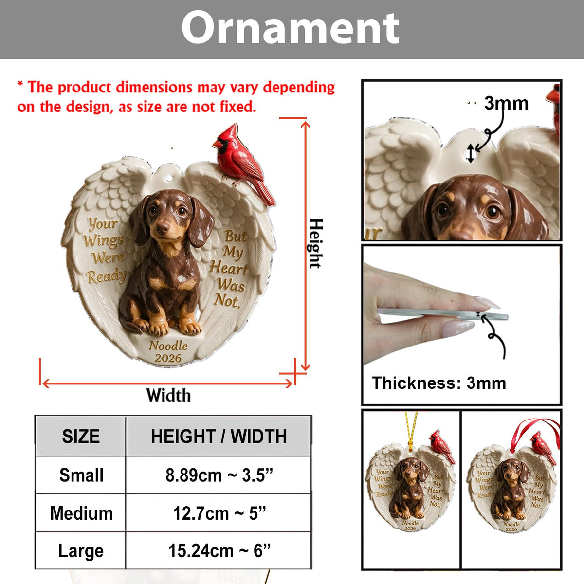 Personalized Custom Photo Fawn White Chihuahua Puppy Memorial Ceramic Ornament