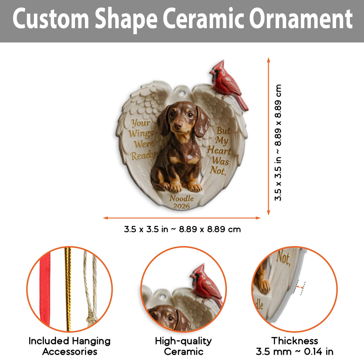 Your Wings Were Ready - Personalized Custom Photo Poodle Memorial Ceramic Ornament Pet Keepsake