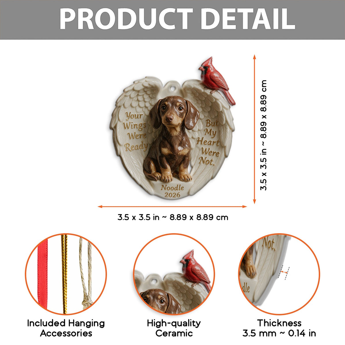 Personalized Custom Photo Tan and White Pembroke Welsh Corgi Memorial Ceramic Ornament