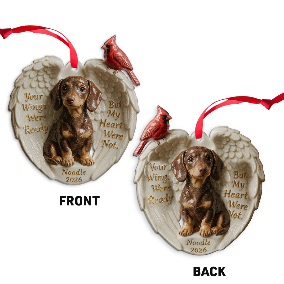 Your Wings Were Ready - Personalized Custom Photo Poodle Memorial Ceramic Ornament Pet Keepsake