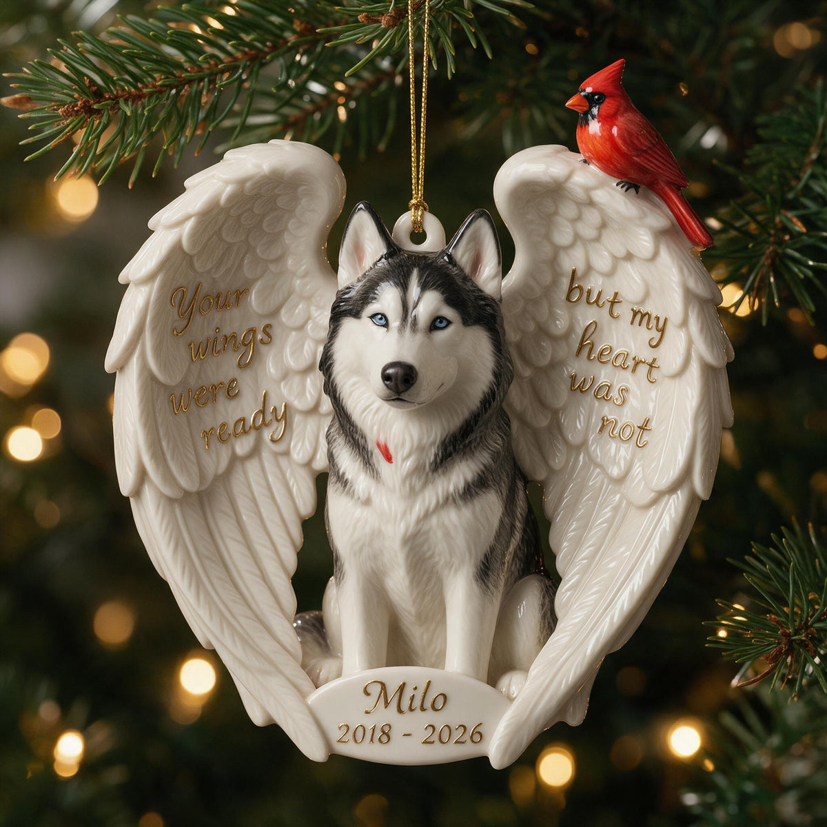 Personalized Custom Photo Siberian Husky Memorial Ceramic Ornament