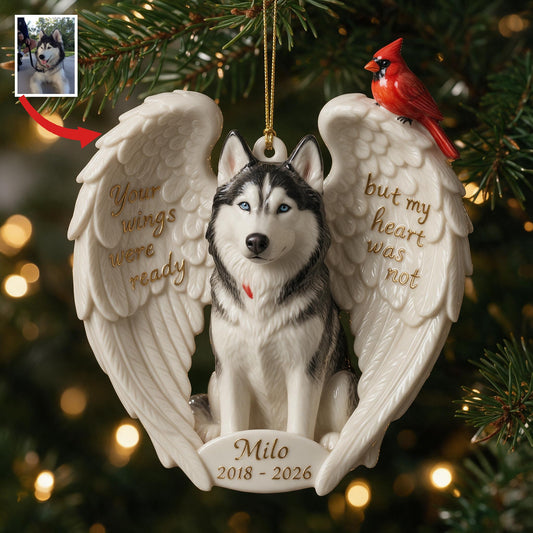 Personalized Custom Photo Siberian Husky Memorial Ceramic Ornament