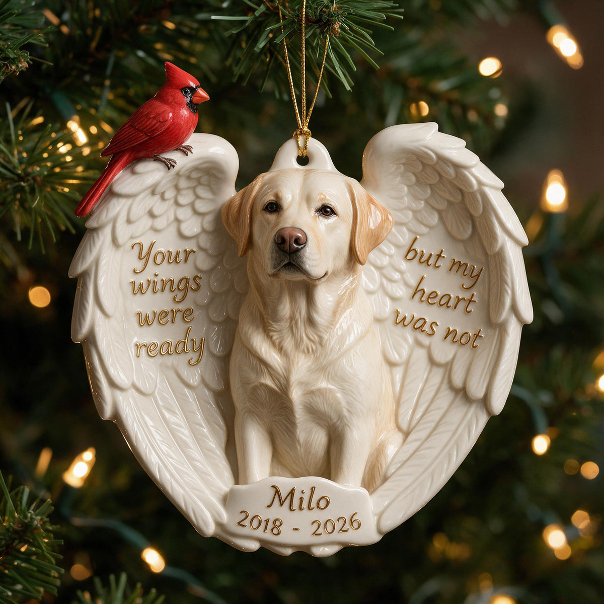 Personalized Custom Photo Yellow Labrador Retriever Memorial Ceramic Ornament Pet Keepsake