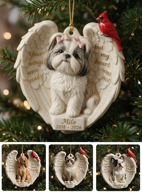 Personalized Custom Photo Fluffy Shih Tzu Memorial Ceramic Ornament Pet Keepsake