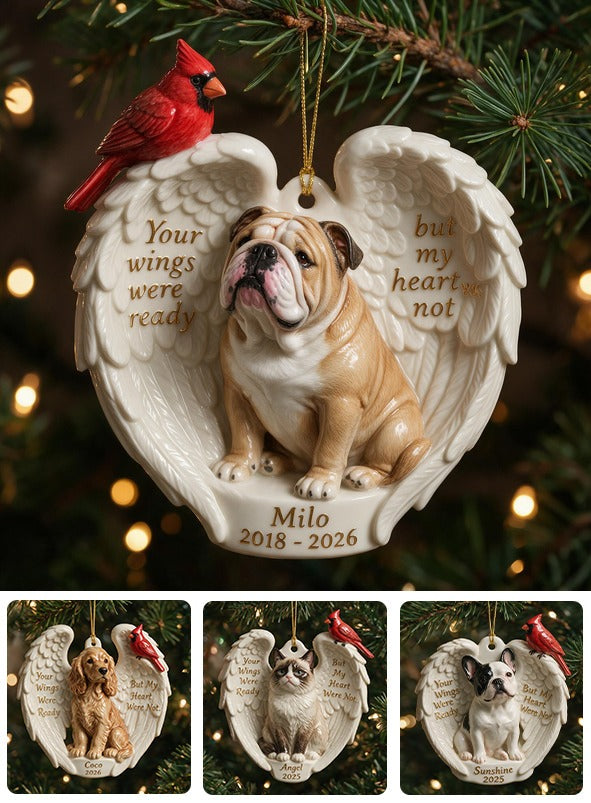Personalized Custom Photo Fawn & White Adult Bulldog Ceramic Memorial Ornament