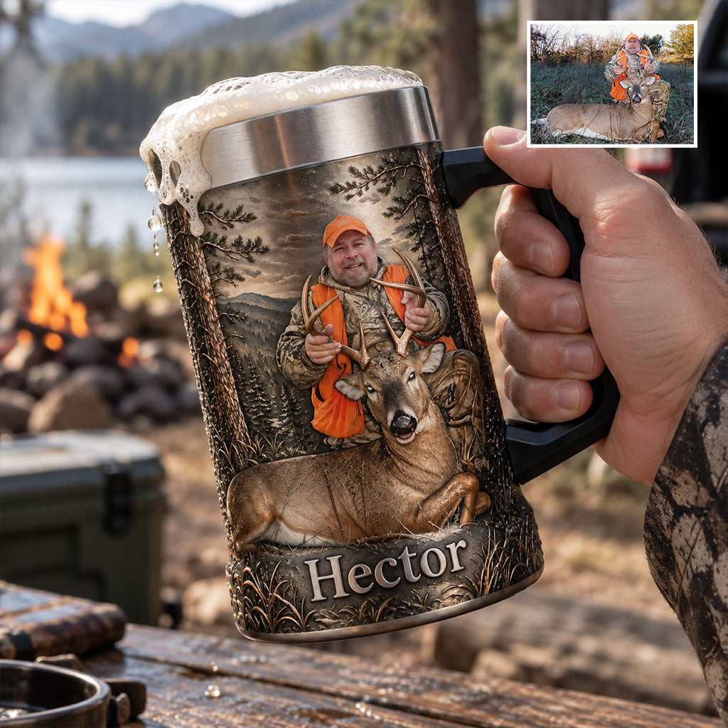 Personalized Custom Photo Black Hunting Couple Beer Stein Hunting Gift