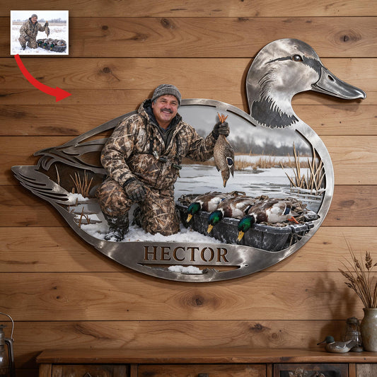 Personalisierte 3D Metall-Schild für mittelalterliche Latino-Ente Jäger