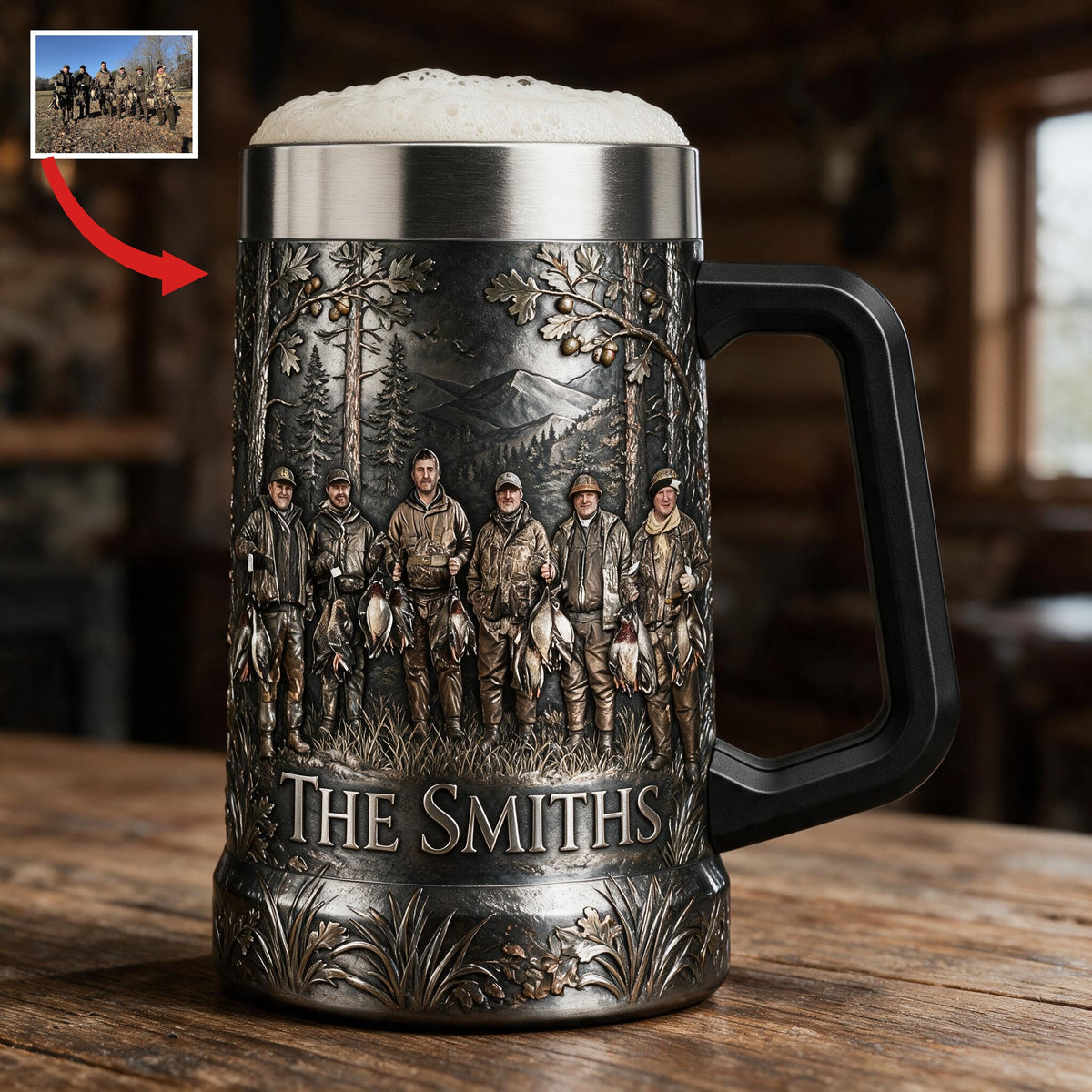 Personalized Custom Photo Duck Hunting Group Beer Stein Hunter Gift