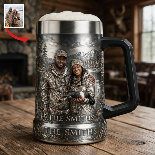 Stein à bière personnalisé pour couple chasseur - Cadeau de chasse