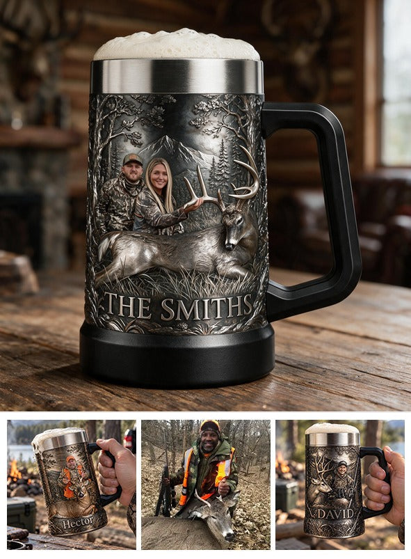 Personalized Custom Photo Hunting Couple with Deer Beer Stein Hunting Gift