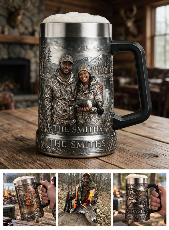 Personalized Custom Photo Black Hunting Couple Beer Stein Hunting Gift