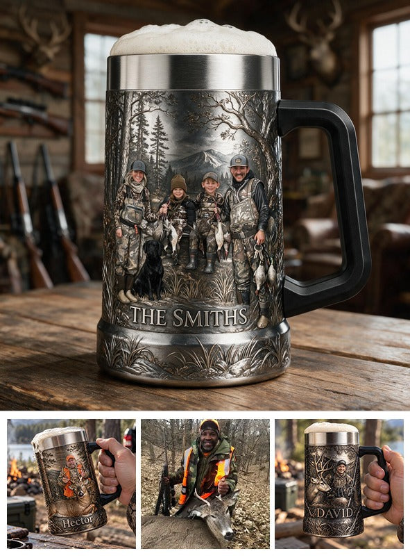 Personalized Custom Photo Hunting Family Beer Stein Hunting Lover Gift