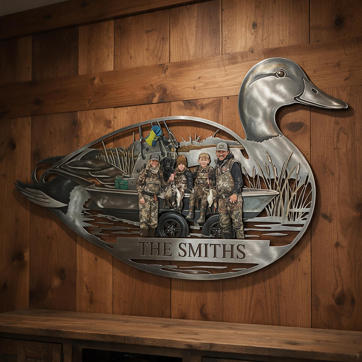 Personalized Custom Photo Hunting Family 3D Cut Metal Sign Hunting Wall Decor