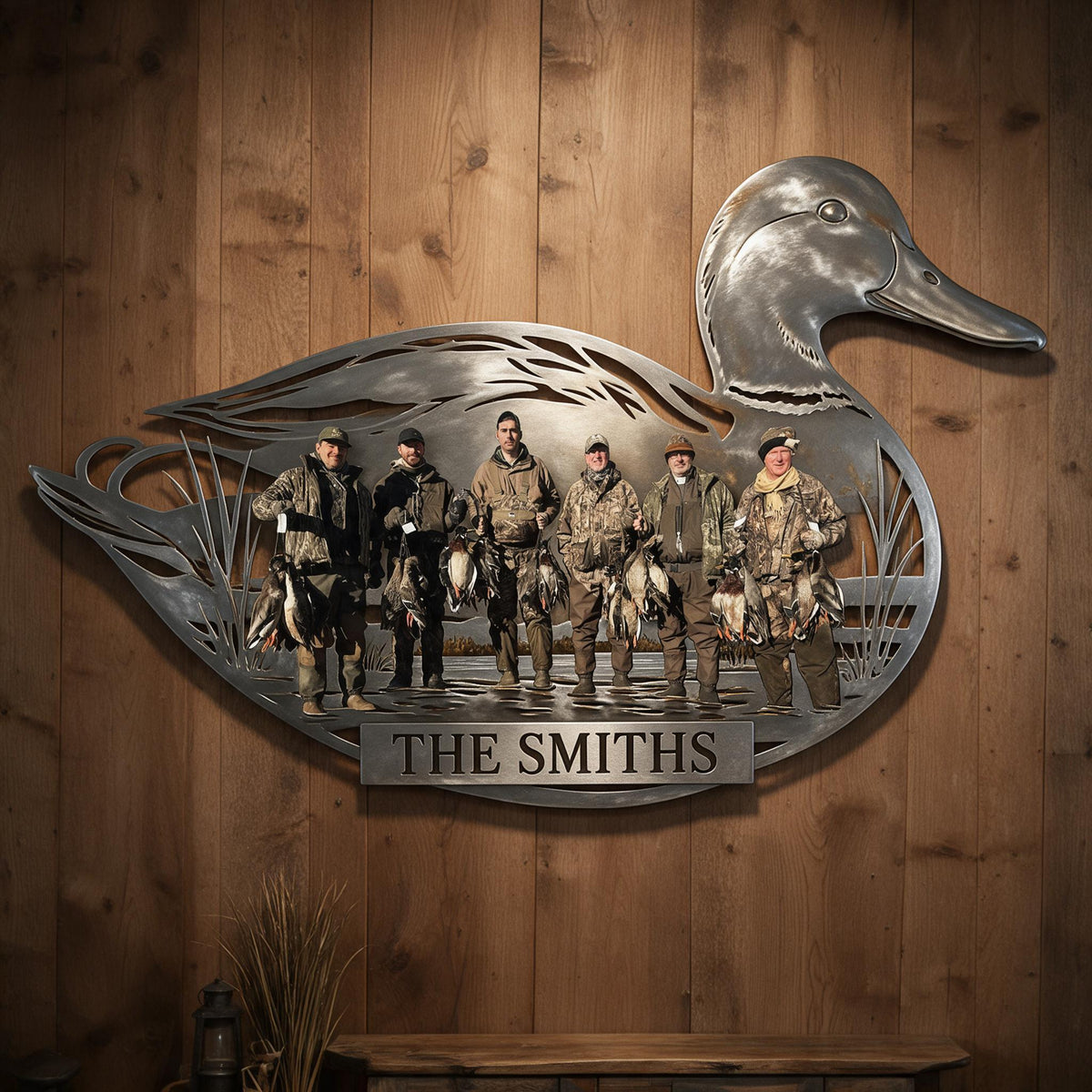 Personalized Custom Photo Duck Hunting Group 3D Cut Metal Sign Hunting Wall Decor Gift