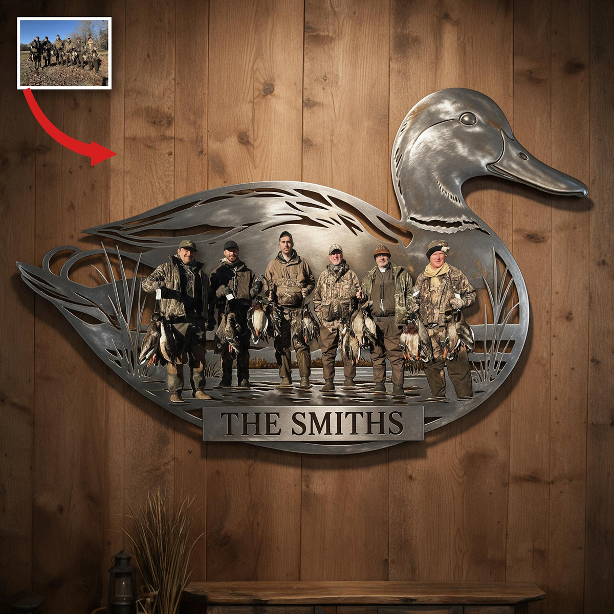 Personalized Custom Photo Duck Hunting Group 3D Cut Metal Sign Hunting Wall Decor Gift