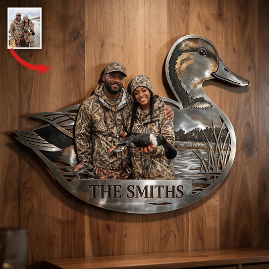 Personalisierte Foto Schwarz Jagdpaar 3D Metallzeichen Jagd Wanddekoration