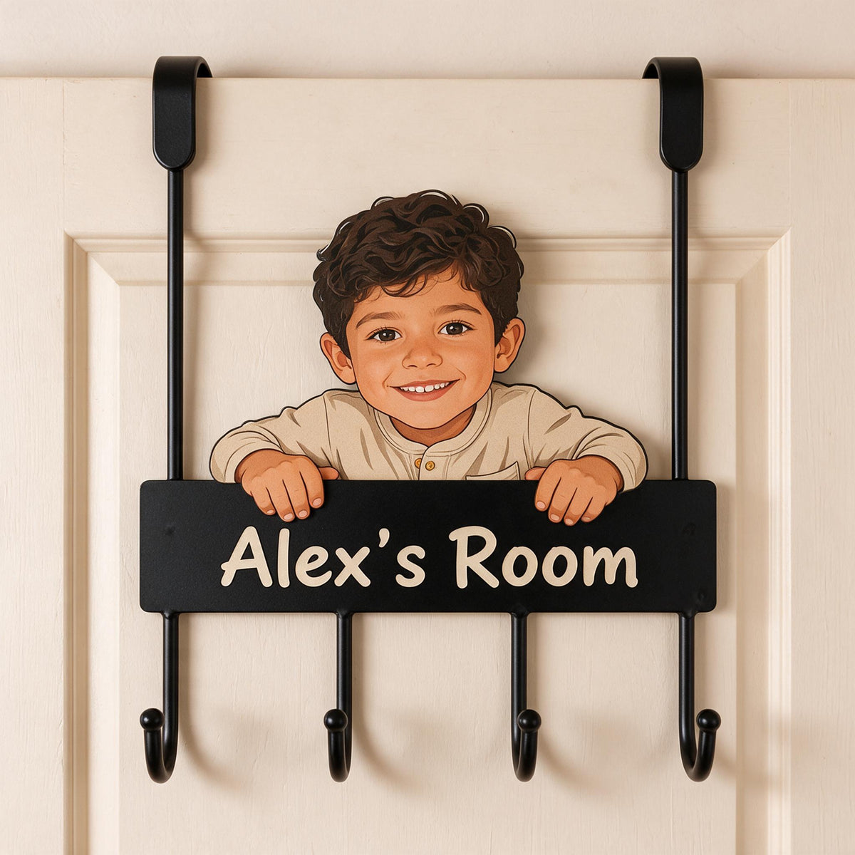 Personalized Custom Photo Latino Little Boy Metal Door Hooks Kids Room Decor