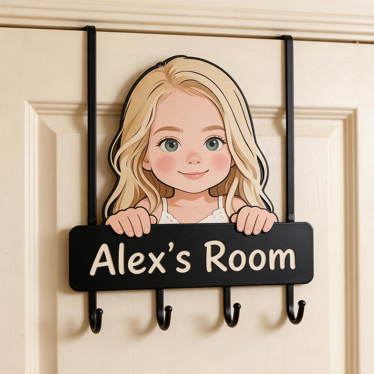 Personalized Custom Photo Little Girl Metal Door Hooks Kids Room Decor Gift