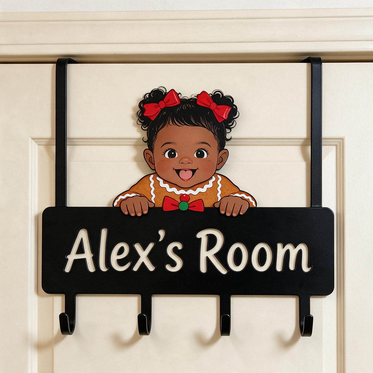 Personalized Custom Photo Christmas Black Christmas Baby Girl Metal Door Hooks Kids Room Decor