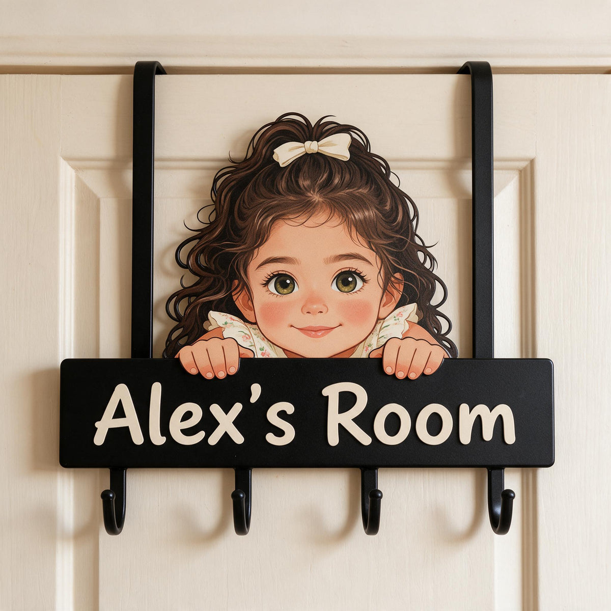 Personalized Custom Photo Latina Little Girl Metal Door Hooks Kids Room Decor
