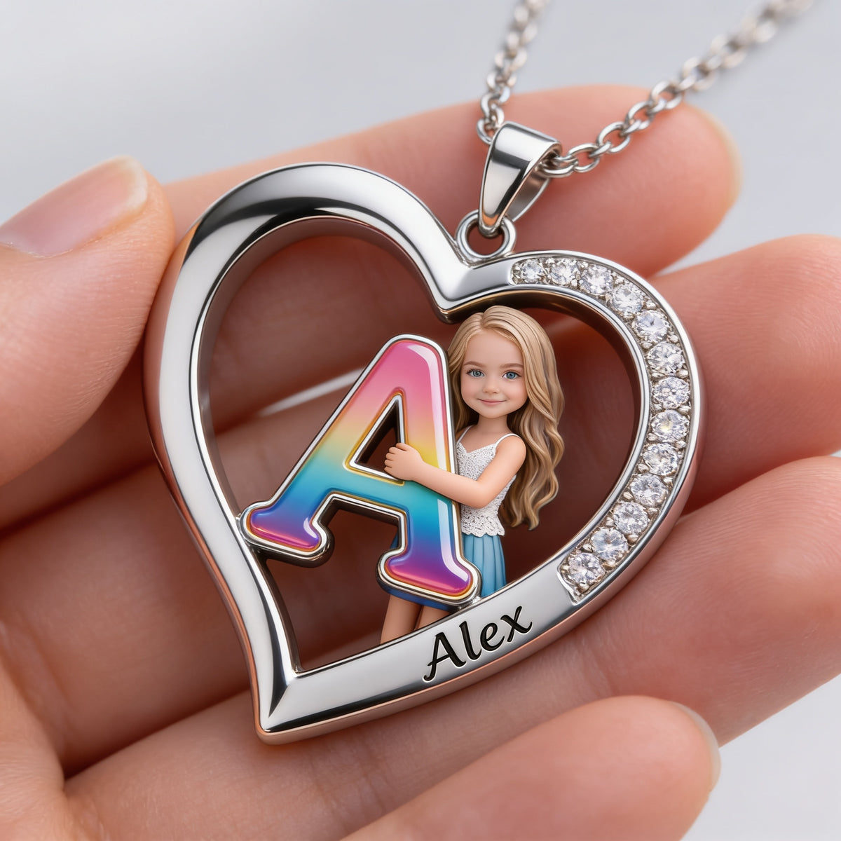 Personalized Custom Photo Little Girl Pendant Necklace, Daughter Granddaughter Niece Gift