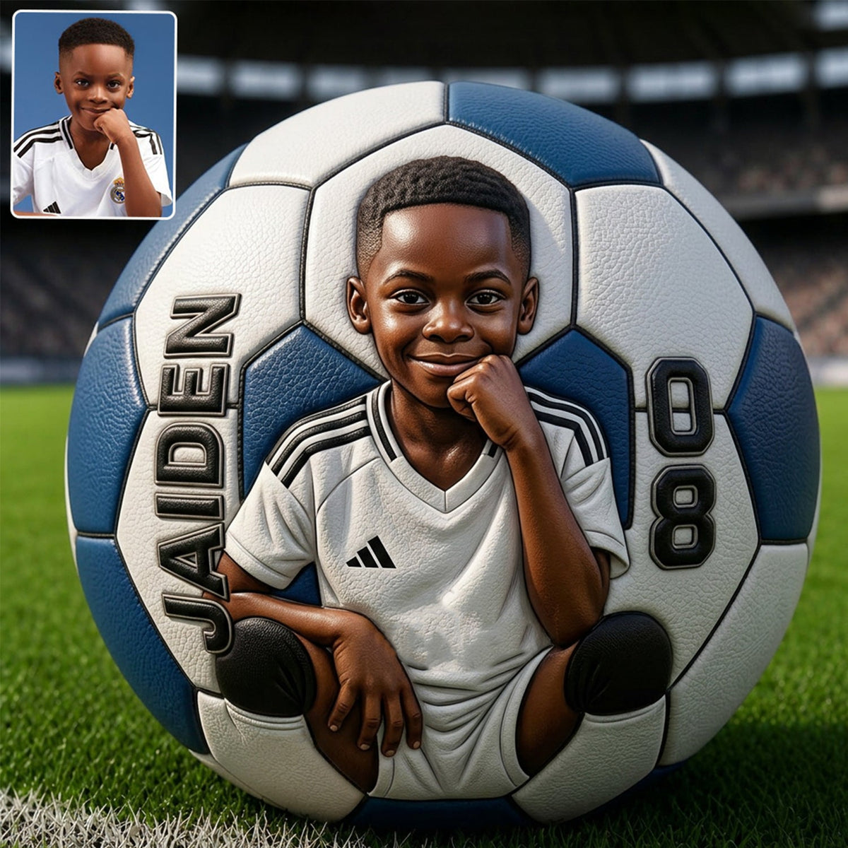 Personalized Birthday Black Little Boy Soccer Ball Gift For Son Grandson