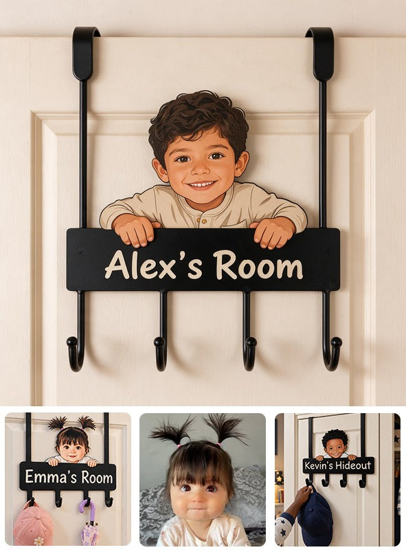 Personalized Custom Photo Latino Little Boy Metal Door Hooks Kids Room Decor