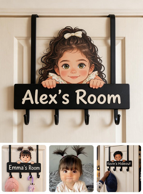 Personalized Custom Photo Latina Little Girl Metal Door Hooks Kids Room Decor