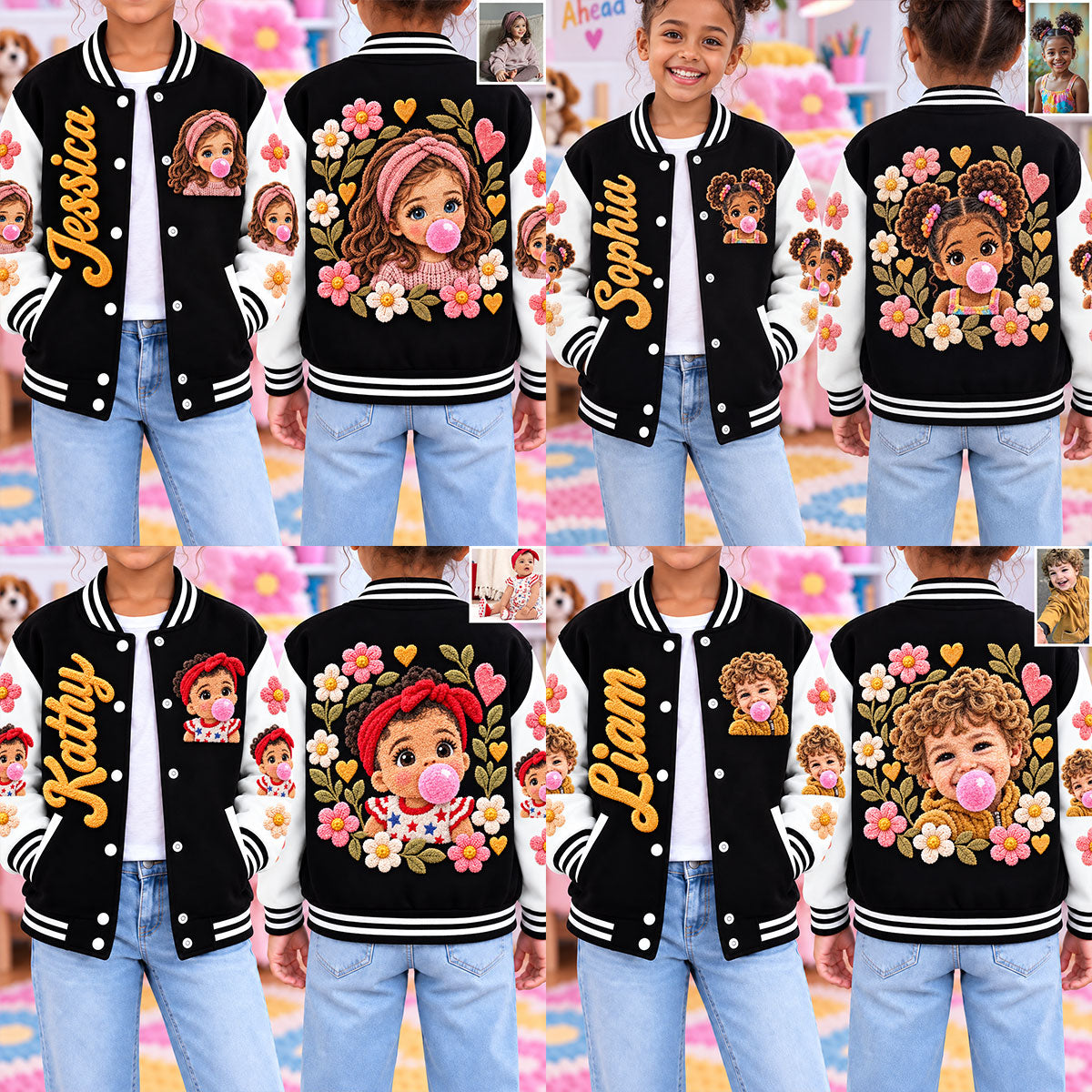 Personalized Little Girl Varsity Jacket Custom Gift for Daughter Granddaughter Niece
