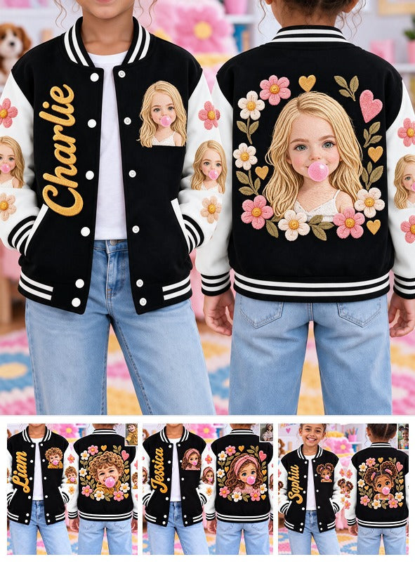 Personalized Little Girl Varsity Jacket Custom Gift for Daughter Granddaughter Niece