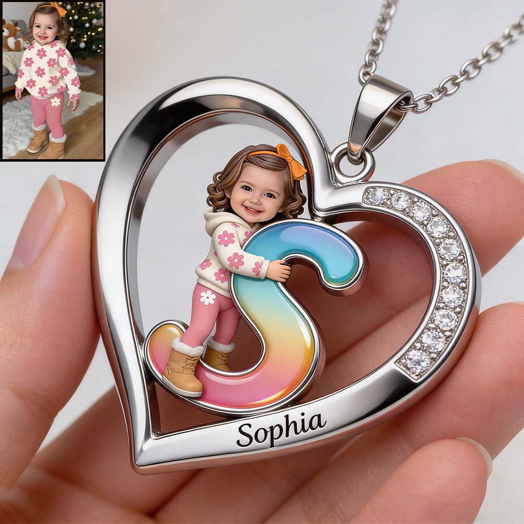 Personalized Custom Photo Little Girl Pendant Necklace, Daughter Granddaughter Niece Gift