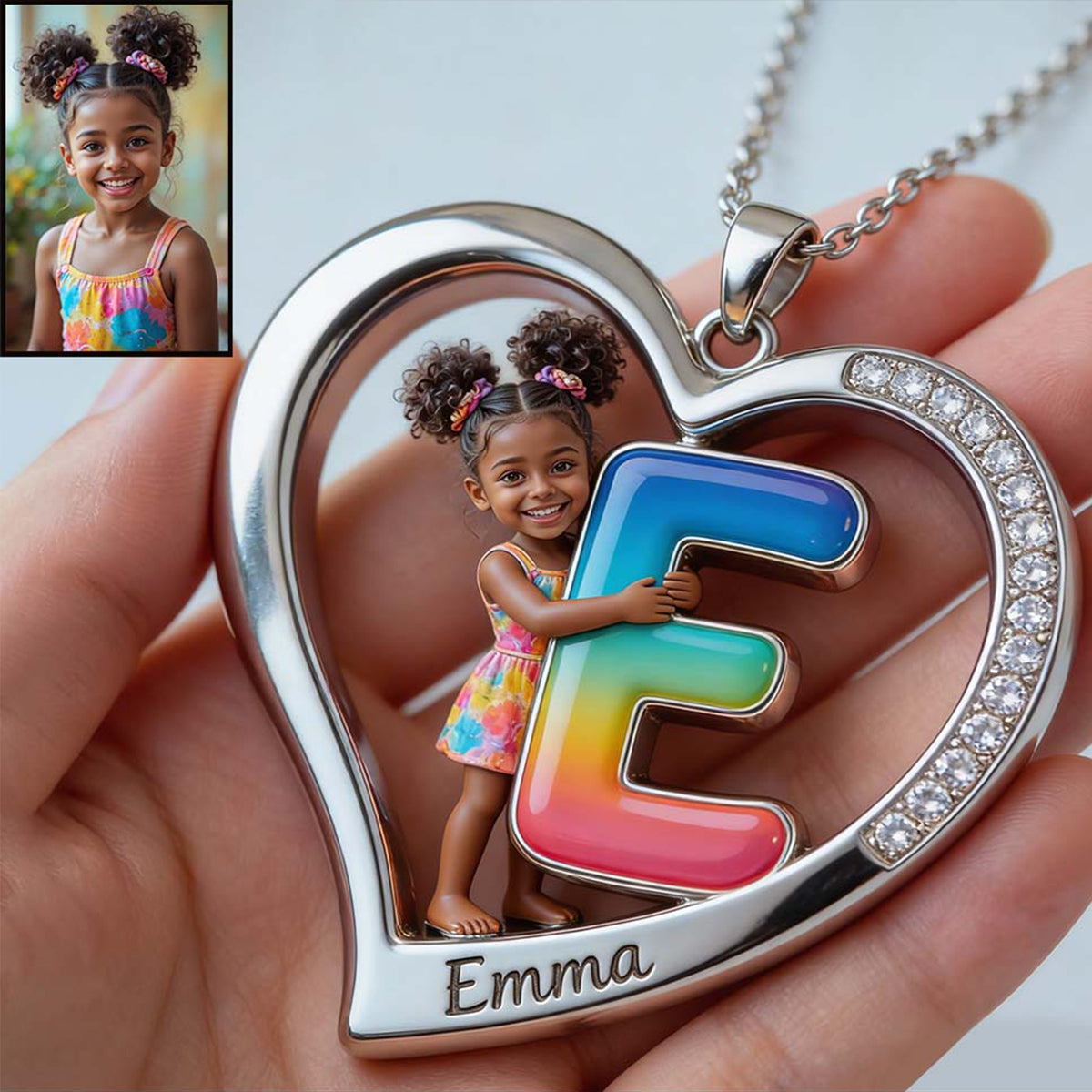 Personalized Custom Photo Little Girl Pendant Necklace, Daughter Granddaughter Niece Gift