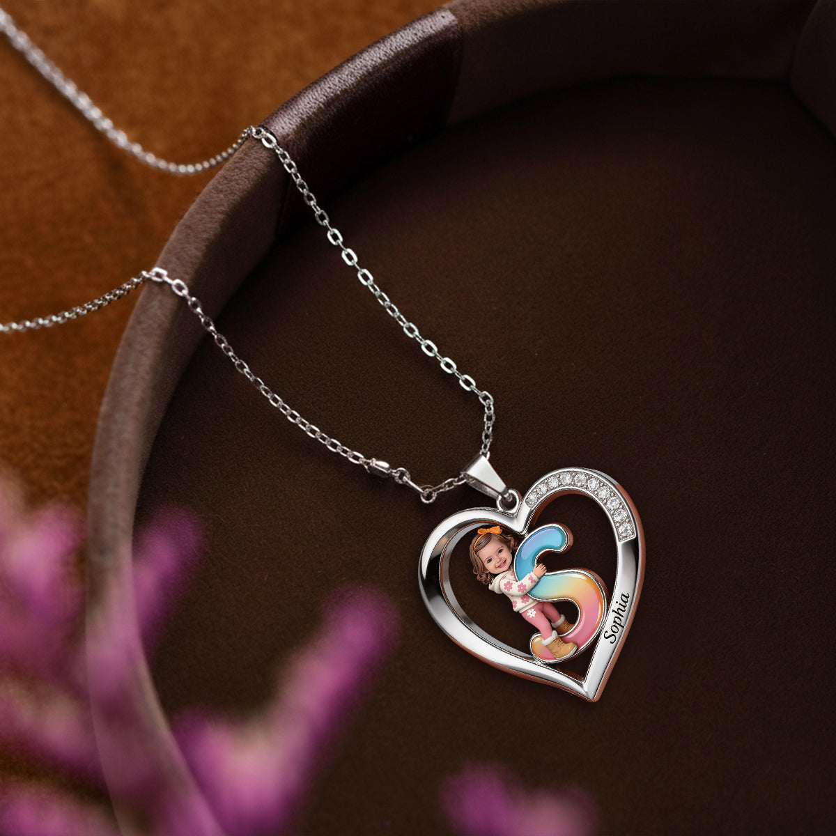 Personalized Custom Photo Christmas Baby Boy Heart Pendant Necklace