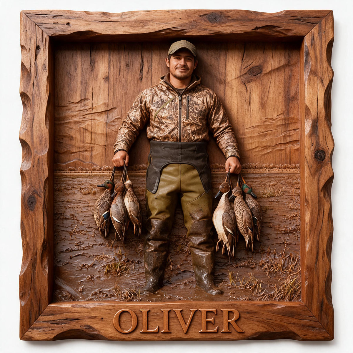Personalized Custom Photo Latino Duck Hunter Shaped Wood Sign Hunting Wall Decor