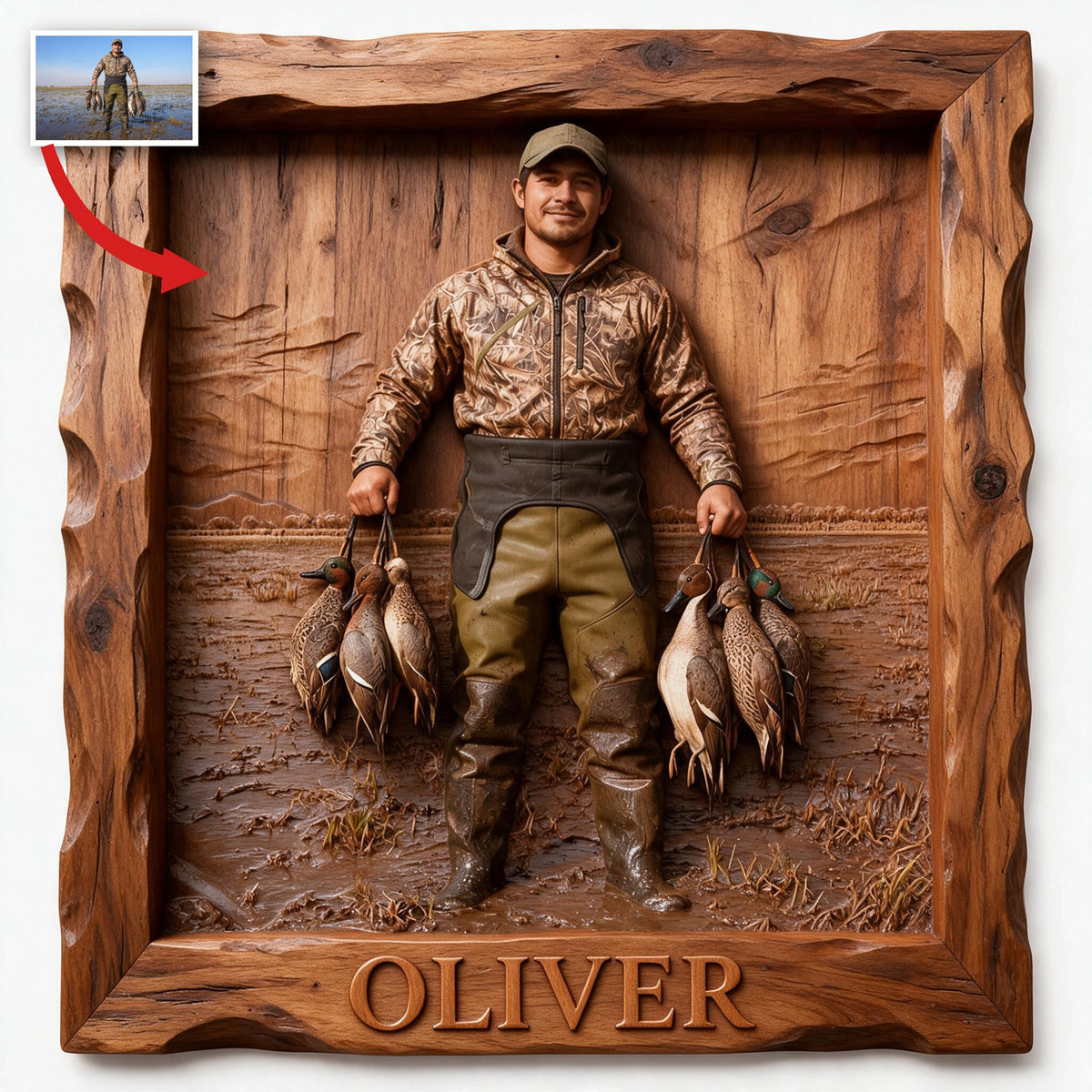 Personalized Custom Photo Latino Duck Hunter Shaped Wood Sign Hunting Wall Decor