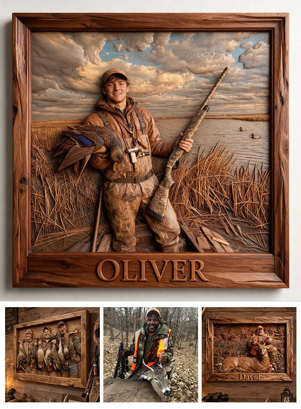 Personalized Custom Photo Duck Hunter Shaped Wood Sign Hunting Home Decor