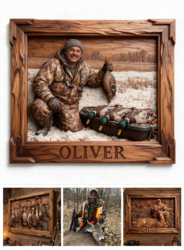 Personalized Custom Photo Middle-Aged Latino Duck Hunter Wood Sign Hunting Decor