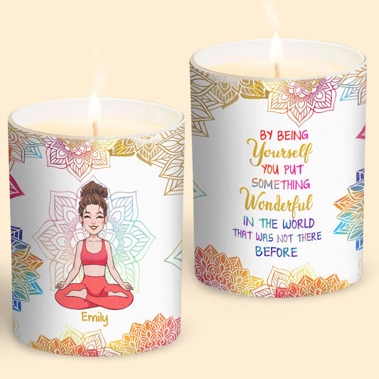 By Being Yourself - Personalized Yoga Candle With Wooden Lid