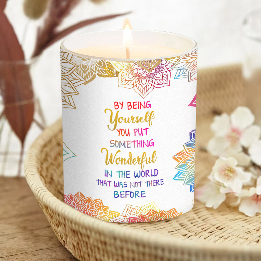 By Being Yourself - Personalized Yoga Candle With Wooden Lid