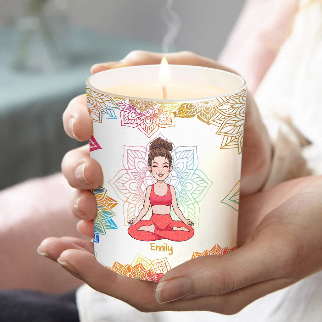 By Being Yourself - Personalized Yoga Candle With Wooden Lid