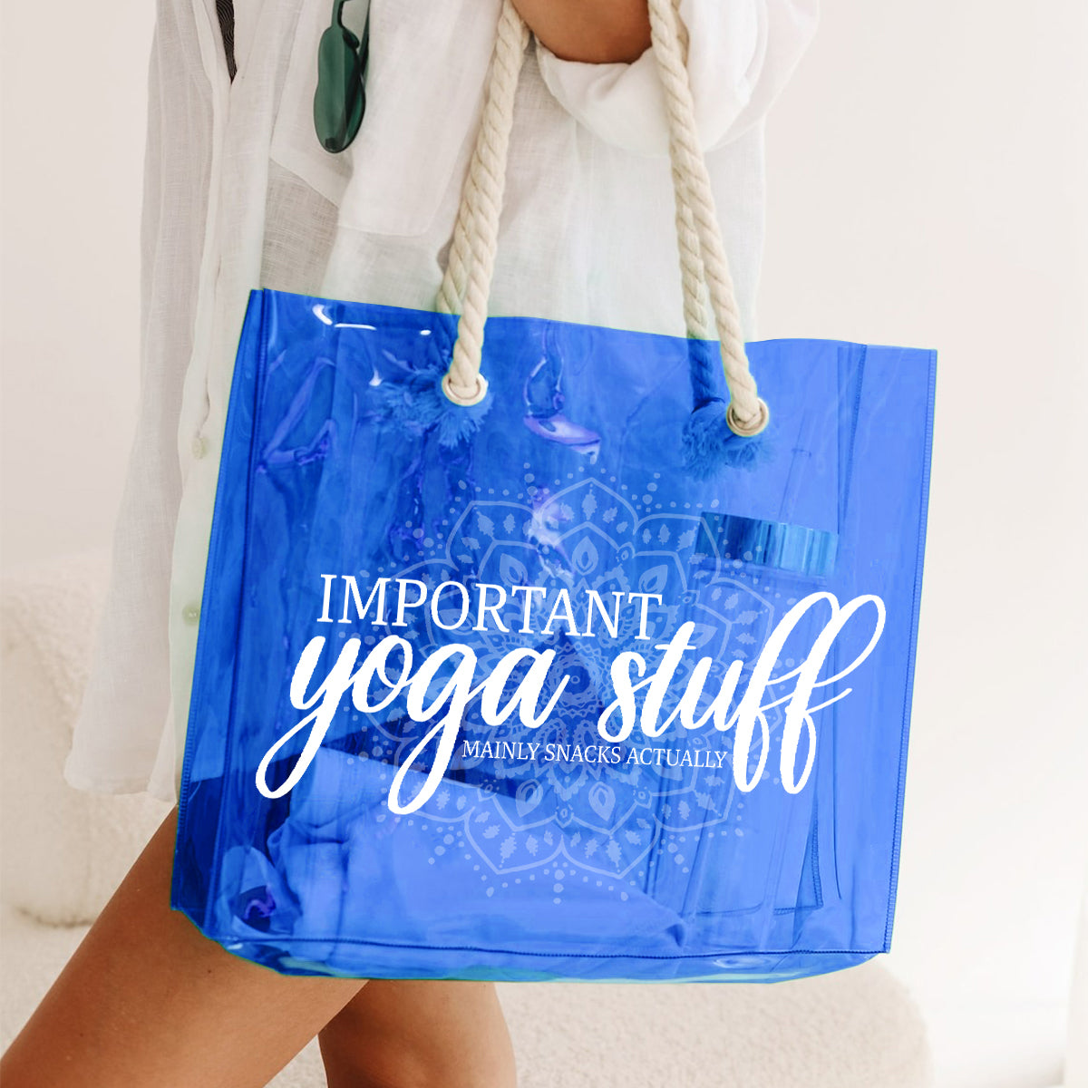 Important Yoga Stuff - Personalized Yoga Clear Tote Bag