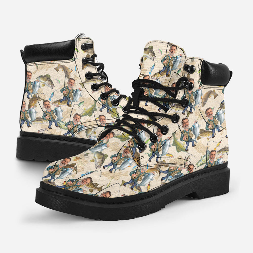 Lustiges Foto zum Thema Angeln – personalisierte Ganzjahres-Angelstiefel