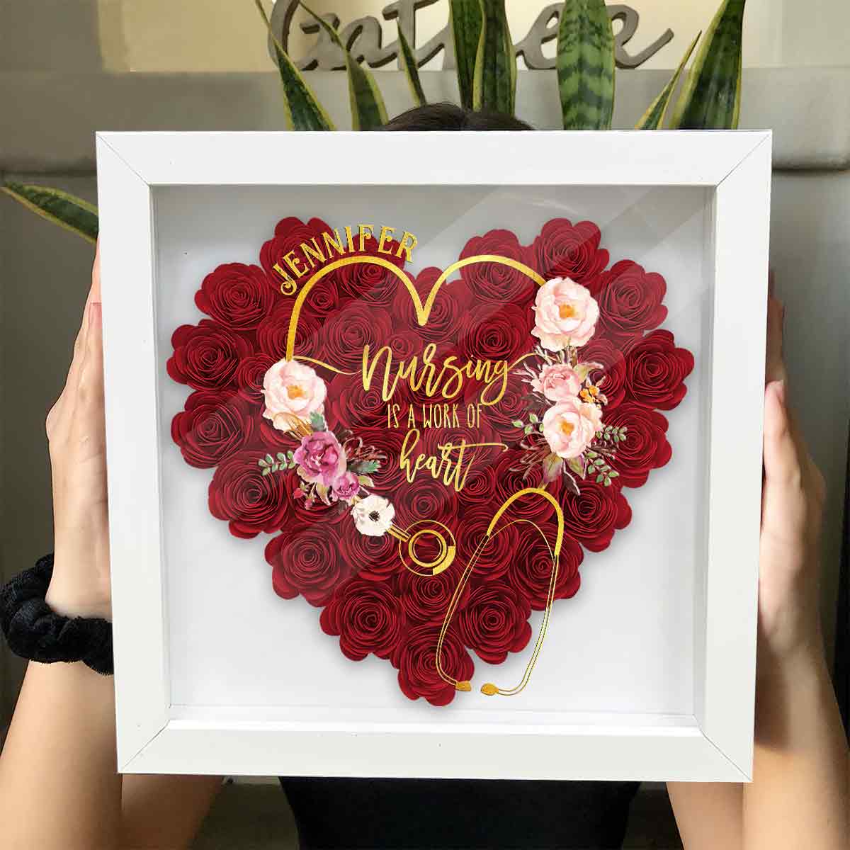 Le métier d'infirmière est un travail de cœur - Boîte à fleurs personnalisée pour infirmière