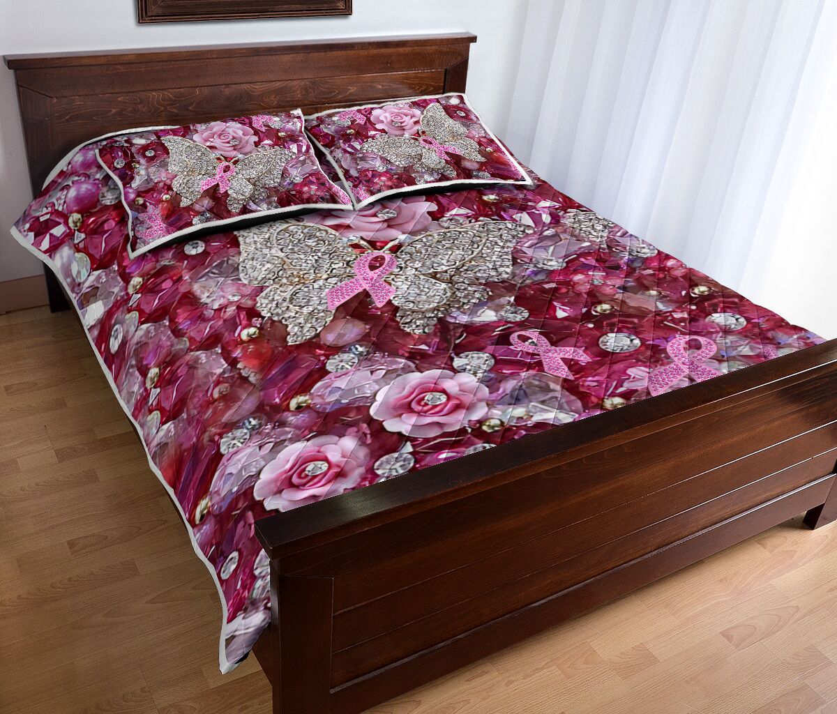 Quilt-Set „Pink Warrior“ mit Musterdruck zur Sensibilisierung für Brustkrebs 0622