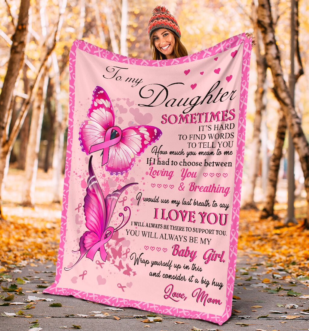 To My Daughter Breast Cancer Awareness Blanket 0622